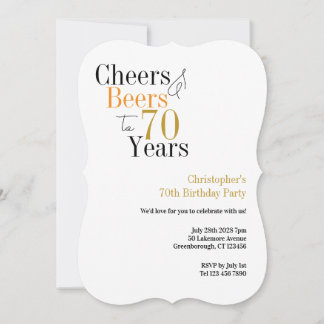 70th Birthday Cheers and Beers Minimal Party Einladung