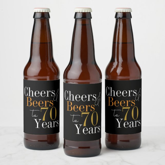 70th Birthday Cheers and Beers Party Bierflaschenetikett (Flaschen)