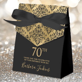70th Birthday Gold Damask Thank You  Geschenkschachtel