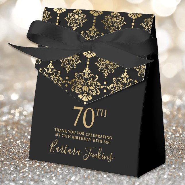 70th Birthday Gold Elegant Thank You  Geschenkschachtel (Von Creator hochgeladen)