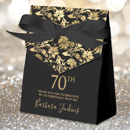 70th Birthday Gold Floral Thank You  Geschenkschachtel