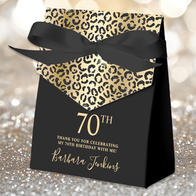 70th Birthday Gold Leopard Print Thank You  Geschenkschachtel (Von Creator hochgeladen)
