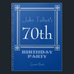 70th Birthday Guest Book Notizblock<br><div class="desc">Vintage and retro style for this customizable 70th birthday Party Guest book in blue with a half-transparentframe. You can easily change color background and text (machen,  mitbewohner,  size and position) by clicking the customize button.</div>