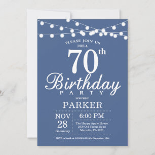 70th Birthday Invitation Blue Einladung