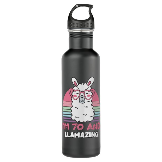 70th Birthday Llamazing Llama 70 Year Old Birthday Edelstahlflasche (Vorderseite)