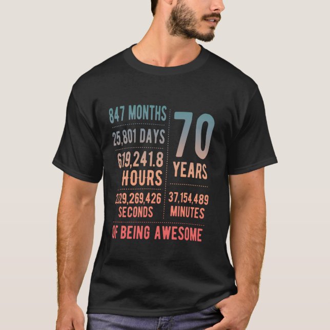 70th Birthday Men & Women Funny 70 Years Old T-Shirt (Vorderseite)