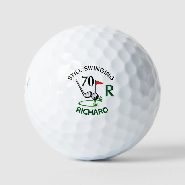 70th Birthday Men's Monogram Name Golfball (Vorderseite)