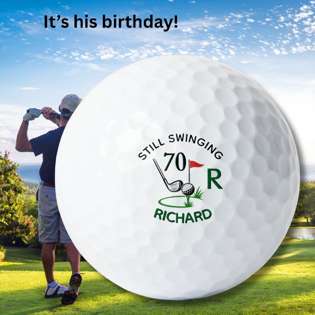 70th Birthday Men's Monogram Name Golfball (Von Creator hochgeladen)