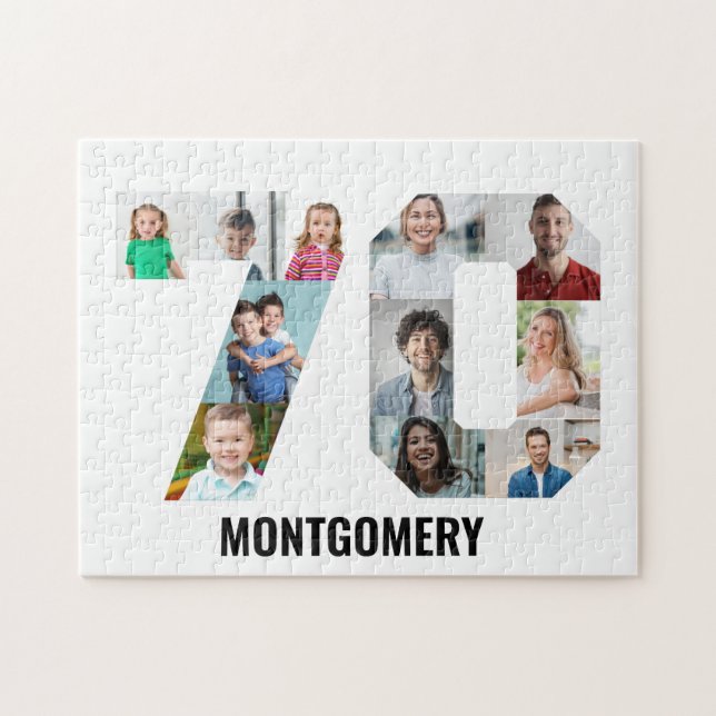 70th Birthday Number 70 Photo Collage 11 Photo Puzzle (Horizontal)