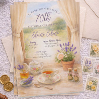 70th Birthday Party - Delightful Tea Party Einladung