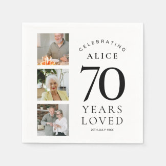 70th Birthday Party Paper Napkins with Photo Serviette