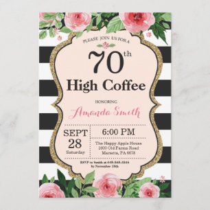 70th High Coffee Women. Blanc Einladung