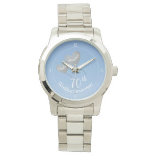 70th Platinum Wedding Anniversary heart ballons Armbanduhr