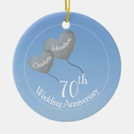 70th Platinum Wedding Anniversary heart ballons Keramik Ornament