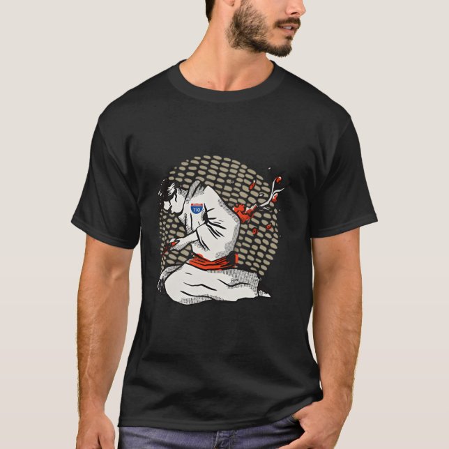 710 - Samurai Harakiri Print on Back T-Shirt (Vorderseite)