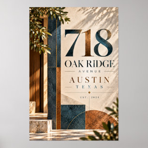 718 Oak Ridge Avenue Austin Texas Moderne Adresse Poster