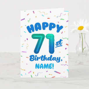 71. Geburtstag, Ballonziffer, anpassbarer Name Karte