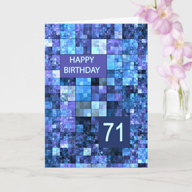 71. Geburtstag, Blue Squares, Karte (Orchidee)