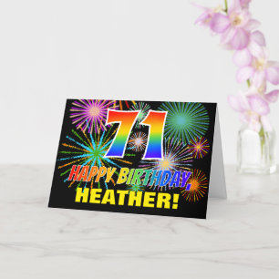 71. Geburtstag: Bold, Fun, Fireworks, Rainbow 71 Karte