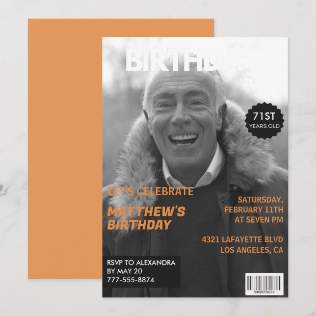 71. Geburtstag der Zeitschrift Schwarz/Weiß Einladung (Vorne/Hinten)