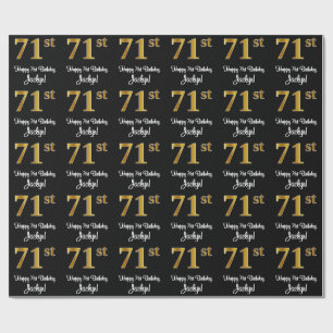 71. Geburtstag: Elegantes Luxuriöses Faux-Gold-Loo Geschenkpapier