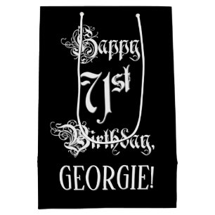 71. Geburtstag: Extravagant, elegant, Script + Ind Mittlere Geschenktüte