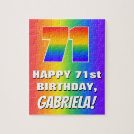 71. Geburtstag: Farbiges, lustiges Regenbogenmuste Puzzle