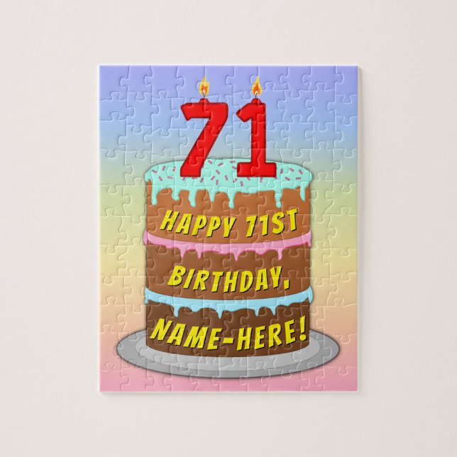 71. Geburtstag: Fun Cake and Candles + Individuell Puzzle (Vertikal)