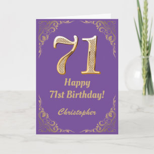 71. Geburtstag Lila und Gold Glitzer Frame Karte