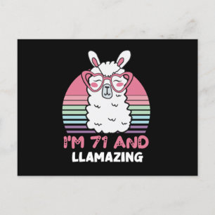 71. Geburtstag Llamazing Lama 71 Jahre alter Gebur Postkarte