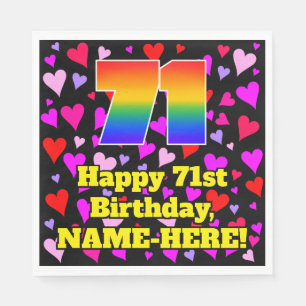 71. Geburtstag: Loving Hearts Pattern, Regenbogen Serviette