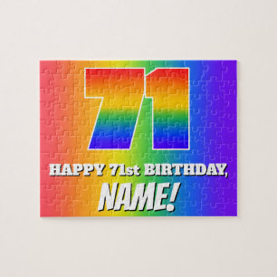 71. Geburtstag — mehrfarbiges Regenbogenmuster "71 Puzzle