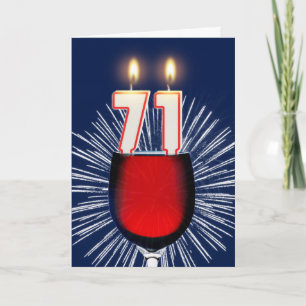 71. Geburtstag mit Wein und Kerzen Karte