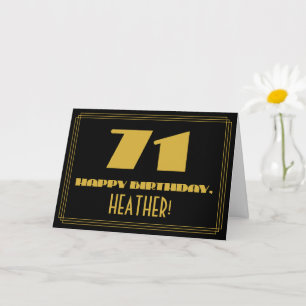 71. Geburtstag: Name + Art Deco inspiriertes Ausse Karte