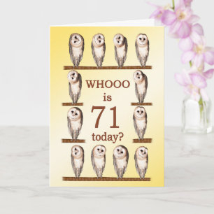 71. Geburtstag, Neugierige Eulen Karte