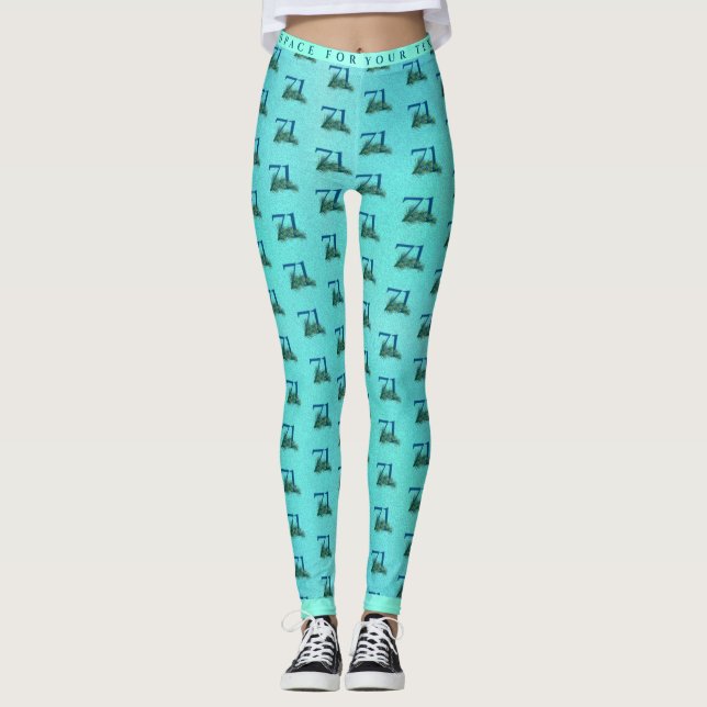 71. Geburtstag oder Jubiläum Pfauenmuster Leggings (Vorderseite)