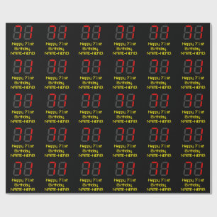 71. Geburtstag: Red Digital Clock Style "71" + Nam Geschenkpapier