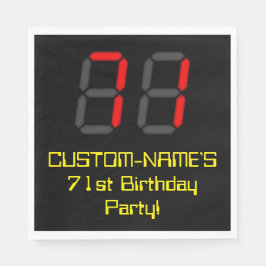 71. Geburtstag: Red Digital Clock Style "71" + Nam Serviette