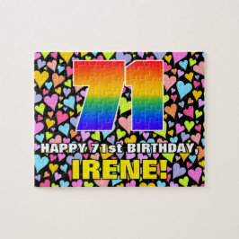 71. Geburtstag — Spaß, Liebende Herzformen + "71" Puzzle