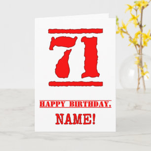 71. Geburtstag: Spaß, Red Rubber Briefmarke Inspir Karte