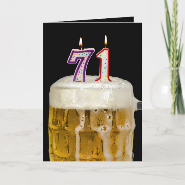 71. Geburtstagsbiere auf schwarz Karte (Vorderseite)