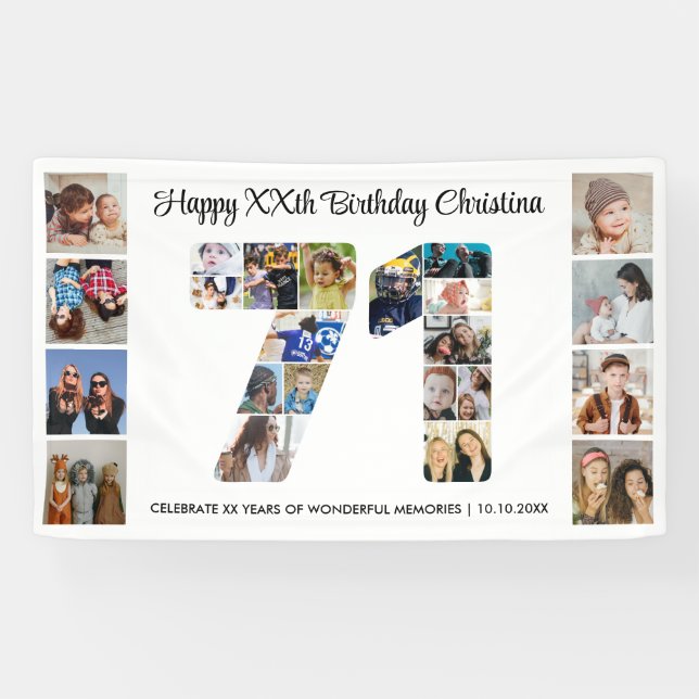 71. Geburtstagsfeier Nummer 71 Fotocollage Banner (Horizontal)