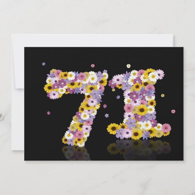 71. Geburtstagsparty mit Blumenbriefen Einladung (Vorderseite)