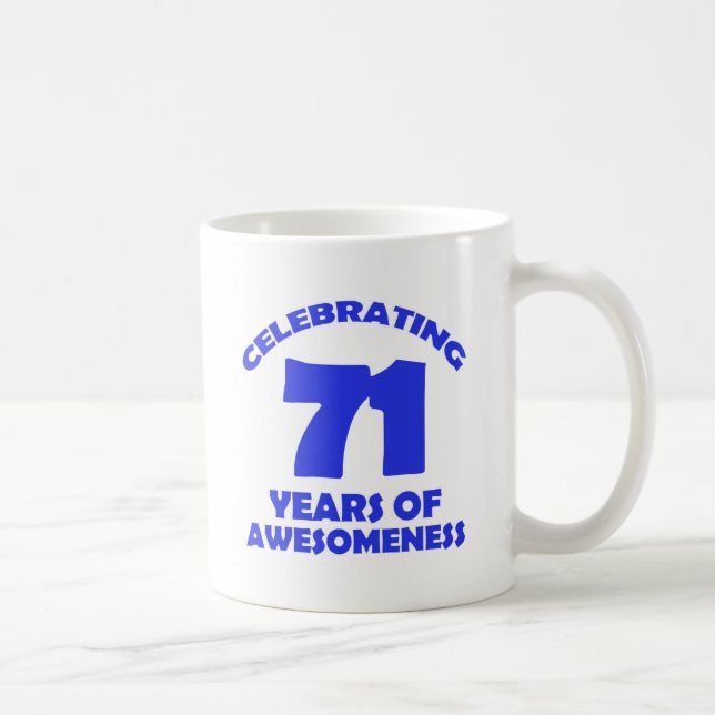 71 Jahre alte Geburtstagsentwürfe Kaffeetasse (Rechts)