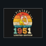 71 Year Old Women Bday 1951 Vintage 71st Birthday Postkarte<br><div class="desc">Birthday Design For anyone who's horoscope say difficult & Stubborn But totally worth.Wear it with pride at work,  school gym perfect to pair with shorts,  leggings or jeans for a casual yet trendy Look</div>