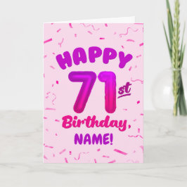 71st Birthday, Balloon Number, Customizable Name Karte