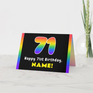 71st Birthday: Colorful Rainbow # 71, Custom Name Karte