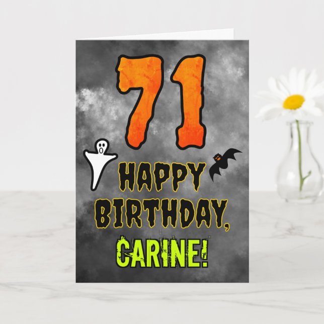 71st Birthday: Eerie Halloween Theme + Custom Name Karte (Kleine Pflanze)