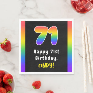 71st Birthday: Rainbow Spectrum # 71, Custom Name Serviette