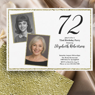 72. Custom Foto White and Gold Einladung